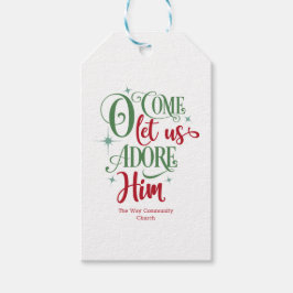 Etiquetas Para Regalos O Ven A Adorarle Elegante Verde Rojo