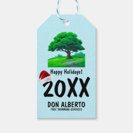 Etiquetas Para Regalos Oak Tree Logo | Santa Hat Happy Holidays Business