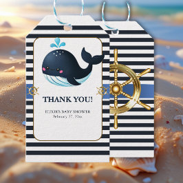 Etiquetas Para Regalos Ocean Blue Under the Sea Kawaii Whale Baby Shower