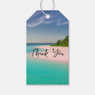 Etiquetas Para Regalos Océano Aguamarina Playa Tropical Escénica Gracias