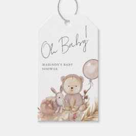 Etiquetas Para Regalos Oh Baby Boho Botanical con Sweet Bear Baby Shower