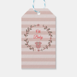 Etiquetas Para Regalos Oh Baby Dusty Rose Rubor Rosa Rayas Niña Regalo