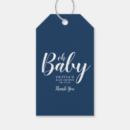 Etiquetas Para Regalos Oh Baby - Navy Blue Polka Dot Baby Shower