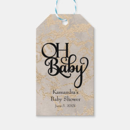 Etiquetas Para Regalos Oh Baby Tan Relieve metalizado Marble Baby Shower 