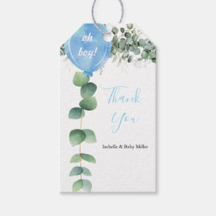 Etiquetas Para Regalos Oh Boy globo vegetación eucalipto baby shower