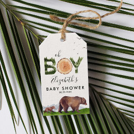 Etiquetas Para Regalos Oh Boy Watercolor Woodland Bear Baby Shower