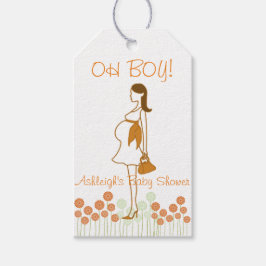 Etiquetas Para Regalos ¡OH CHICO! Naranja Silhouette Baby Shower