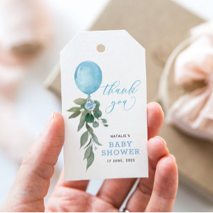 Etiquetas Para Regalos Oh Niño Globo Azul Vegetación Baby Shower