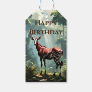 Etiquetas Para Regalos Okapi En La Selva Lluviosa, (Girafa De Cebra)
