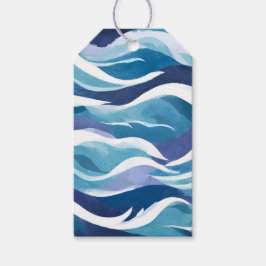 Etiquetas Para Regalos Olas del océano azul | Acuarela simplista moderna