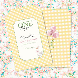 Etiquetas Para Regalos One Silly Goose Pink and Gingham 1st Birthday