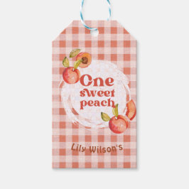 Etiquetas Para Regalos One Sweet Peach First Birthday Rustic Gingham