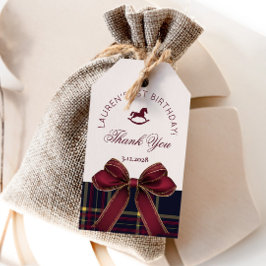 Etiquetas Para Regalos OneDerful 1º cumpleaños Bow Plaid Vintage Gracias