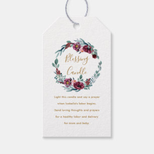 Etiquetas Para Regalos Oración cristiana de bendición floral borgoñona de