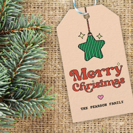 Etiquetas Para Regalos Ornamento de estrella de patrón de línea navideña 