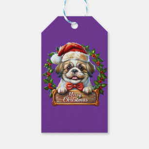 Etiquetas Para Regalos Ornamento navideño de perro lindo - Feliz Navidad