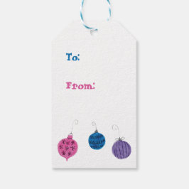 Etiquetas Para Regalos Ornamento navideño retro a mano de mediados del si