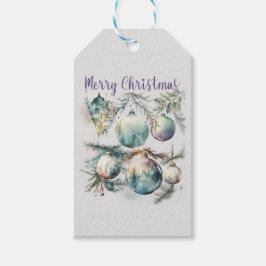 Etiquetas Para Regalos Ornamentos de color de agua de navidad