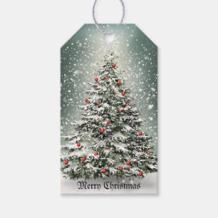 Etiquetas Para Regalos Ornamentos de color verde del árbol de Navidad Nie