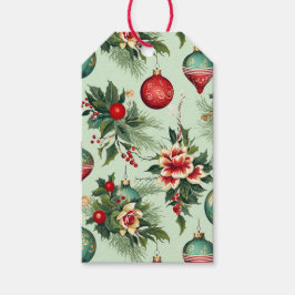 Etiquetas Para Regalos Ornamentos de vacaciones retro de bonito, Navidade