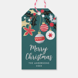 Etiquetas Para Regalos Ornamentos modernos de oro rojo y plata para Navid