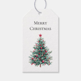Etiquetas Para Regalos Ornamentos verdes de árboles navideños de Borgoña