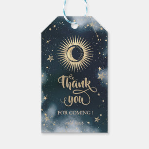 Etiquetas Para Regalos Oro Celestial Sol,Luna,Estrellas Cielo Nocturno