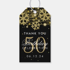 Etiquetas Para Regalos Oro Negro 50 cumpleaños gracias Purpurina de invie