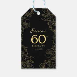Etiquetas Para Regalos Oro Negro 60 cumpleaños