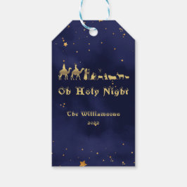 Etiquetas Para Regalos Oro Noche Santa Cielos Estrellados Navidad