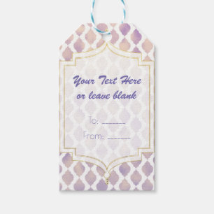 Etiquetas Para Regalos Oro Púrpura y Blanco Favor Personalizado Marroquí 