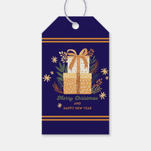 Etiquetas Para Regalos Oro retro personalizado "Feliz Navidad" dorado env