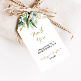 Etiquetas Para Regalos Oro vintage y eucalipto verde gracias