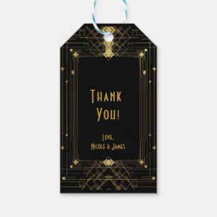 Etiquetas Para Regalos Oro y negro Art Deco Gatsby Elegante años 20