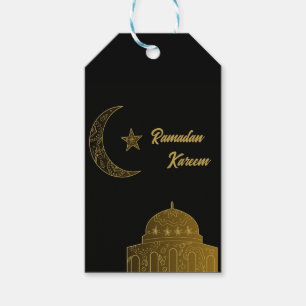 Etiquetas Para Regalos Oro y negro Feliz Ramadán Kareem 2024