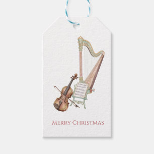 Etiquetas Para Regalos Orquesta de Cascanueces Violín y Arpa