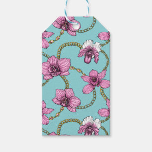Etiquetas Para Regalos orquídeas y cadenas, rosa y azul