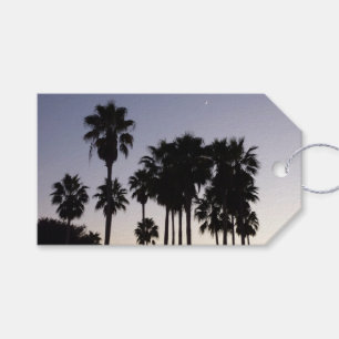 Etiquetas Para Regalos Oscuro con la escena tropical de palmeras
