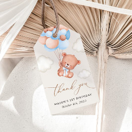 Etiquetas Para Regalos Oso bebé, globos azules, primer cumpleaños