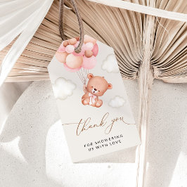 Etiquetas Para Regalos Oso Bebé, Oso De Teddy, Globos Rosados, Baby Showe