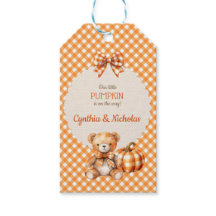 Oso de felpa de cuadros de otoño Calabaza Hojas