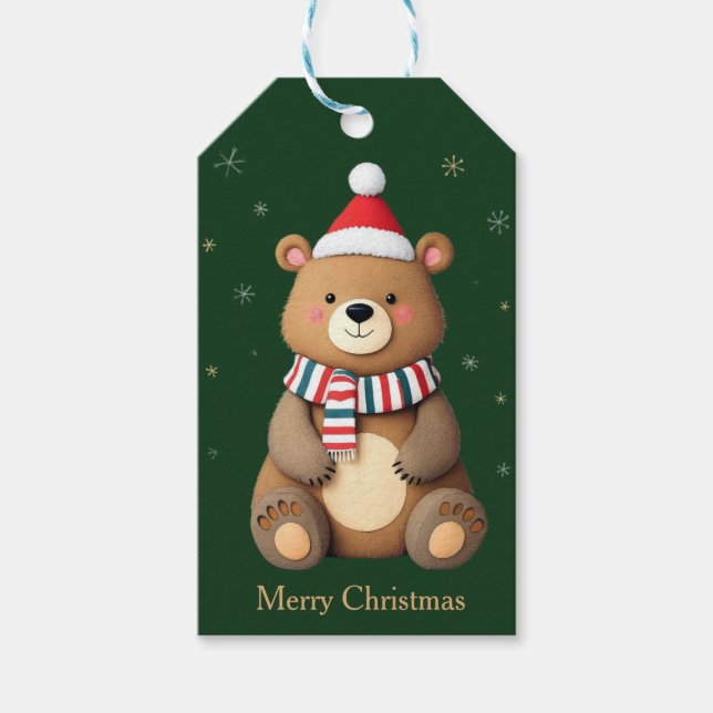 Etiquetas Para Regalos Oso de Navidad (Anverso)