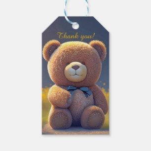 Etiquetas Para Regalos Oso de peluche en la pradera, lindo personalizado