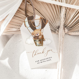 Etiquetas Para Regalos Oso de peluche, globo de aire caliente marrón, Bab