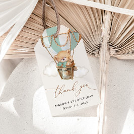 Etiquetas Para Regalos Oso de peluche, globo de aire caliente verde, prim