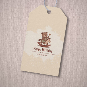 Etiquetas Para Regalos Oso de peluche montando un caballo rocoso