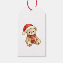 Oso de peluche rojo a la acuarela de Navidad lindo