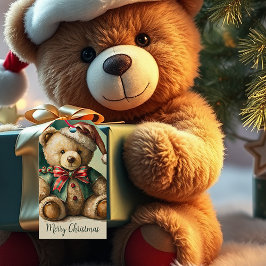 Etiquetas Para Regalos Oso de Teddy de Navidad vintage