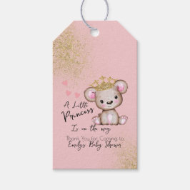 Etiquetas Para Regalos Oso Fiesta de Bebé Princesa Brillante Rosa