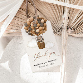 Etiquetas Para Regalos Oso lindo, globos marrones, primer cumpleaños